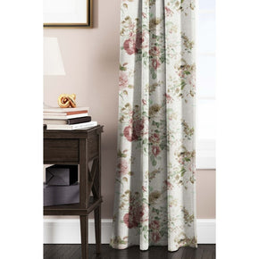 ENGLISH COTTAGE PRINT FLOWER WHITE RED FLOWER  CURTAIN  FABRICS