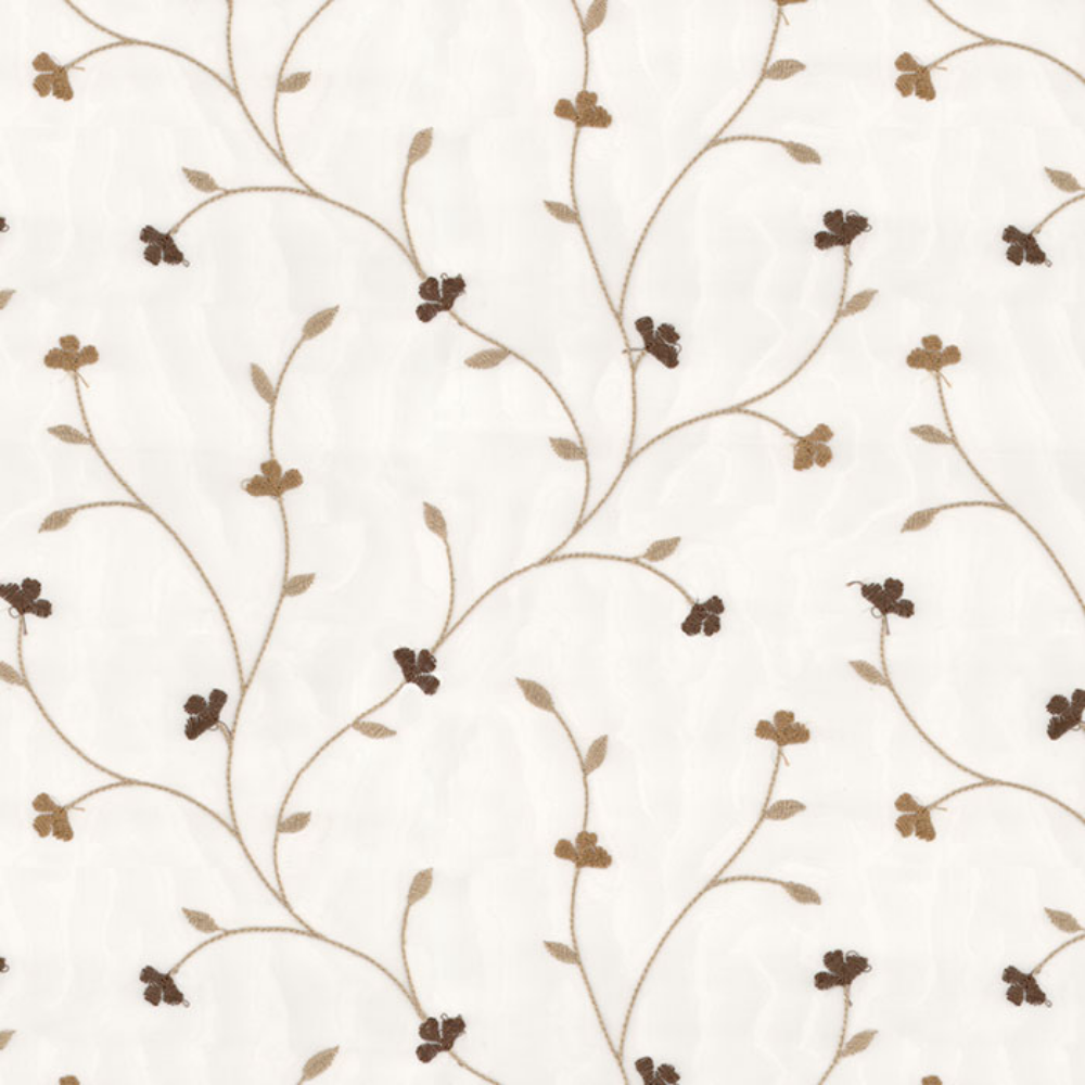 EMBROIDERY MAJESTIC LEAF ALLOWER POLYESTER SHEER CURTAIN FABRICS  A