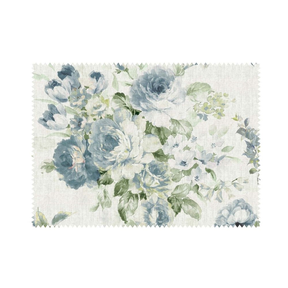 ENGLISH COTTAGE PRINT BLUE FLOWERING  CURTAINS FABRICS