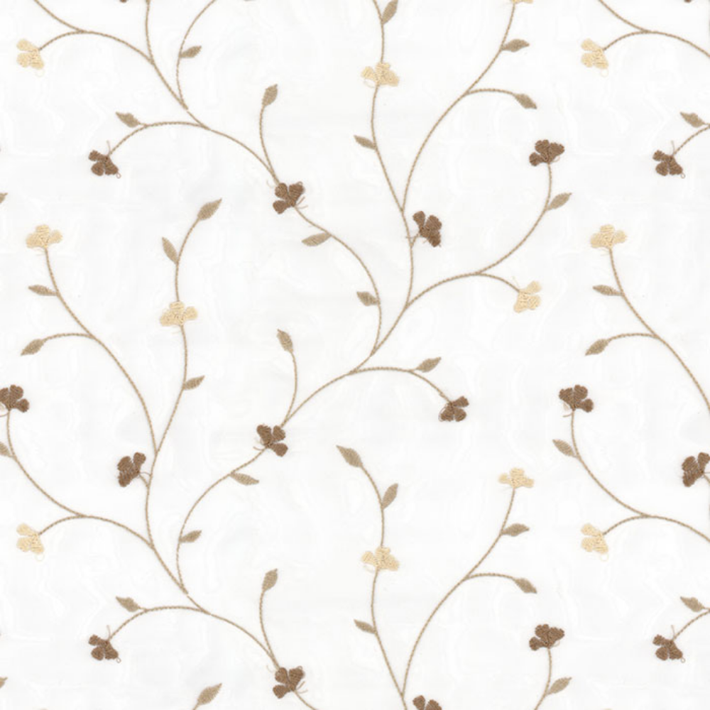EMBROIDERY MAJESTIC LEAF ALLOWER POLYESTER SHEER CURTAIN FABRICS  A