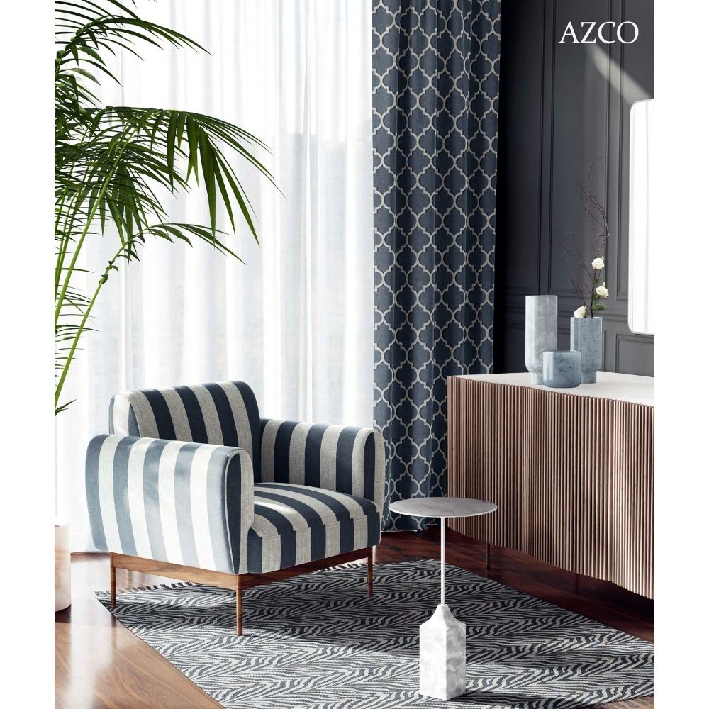 THE WHITE UPHOLSTERY BIG STRIPE  FABRICS  POLYESTER LINEN STRIPE