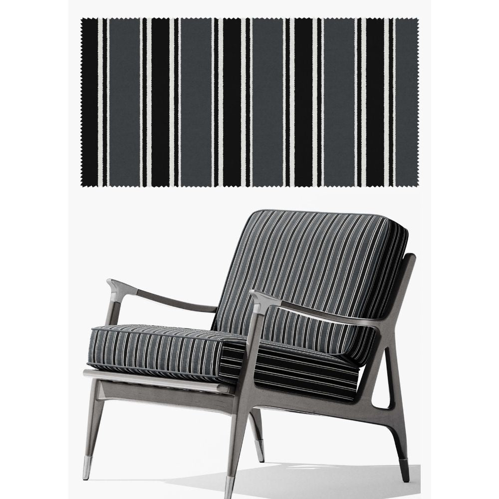BEYOND BLACK  POLYESTER STRIPES GRAY BLACK SOFA FABRIC 122