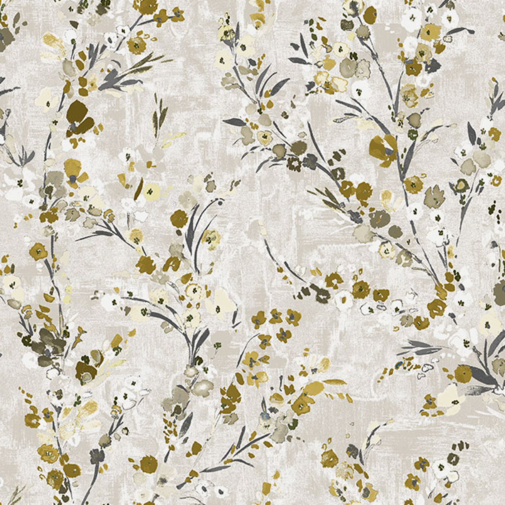 EXPRESSION PRINT BIG LEAF BROWN MAIN CURTAIN  FABRIC