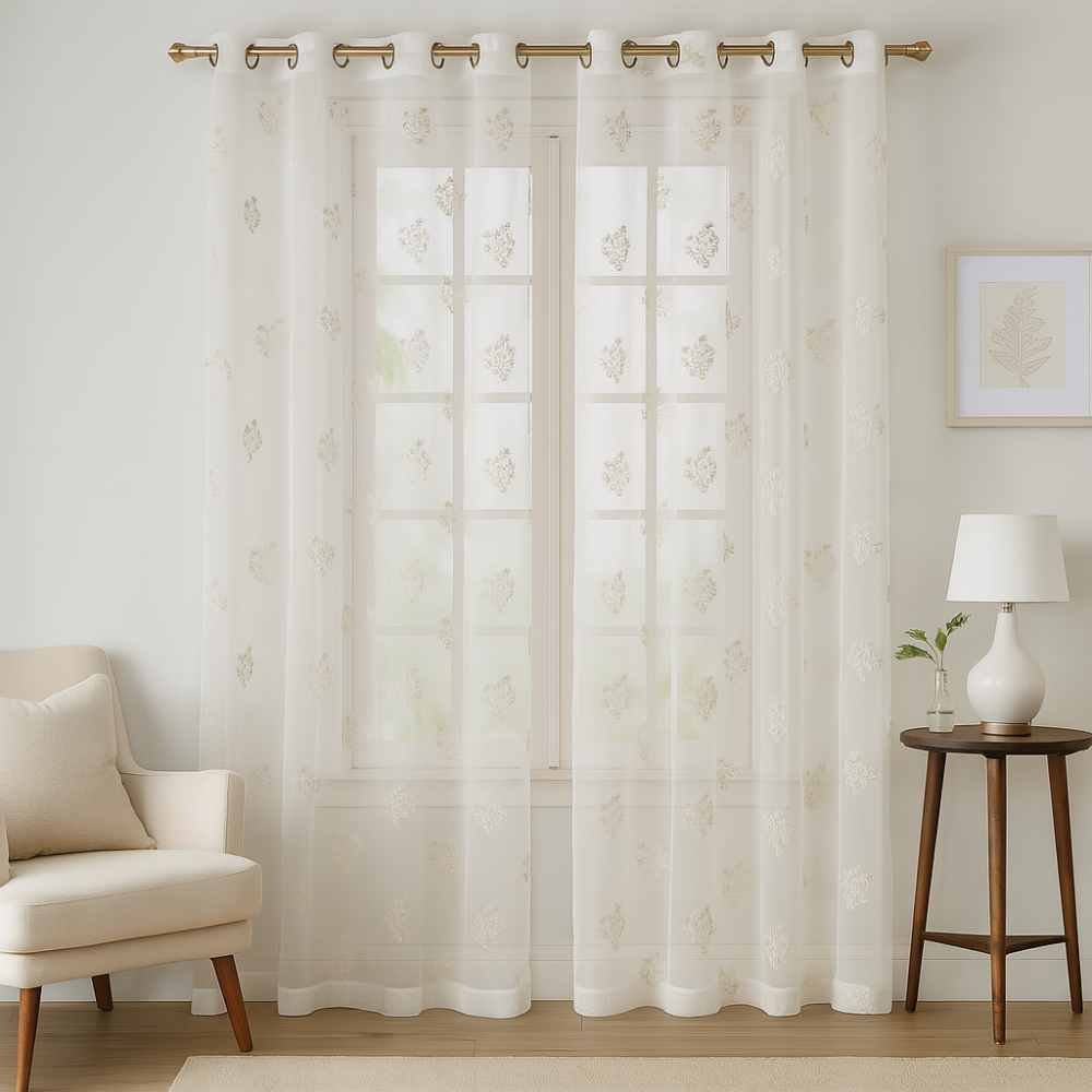 ELEGANT 32503  Embroidery Sheer  Curtain Fabric