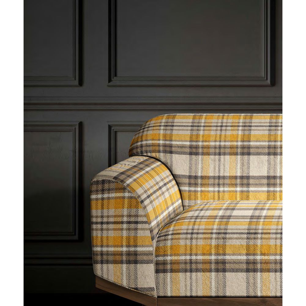 Mulberry YELLOW BROWN CHECK POLYESTER Sofa Febric