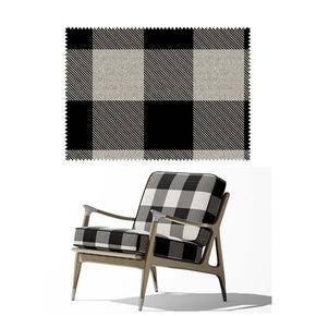 CARBON UPHOLSTERY POLYESTER JUTE CHECK BLAK AND WHITE FABRIC RF 212