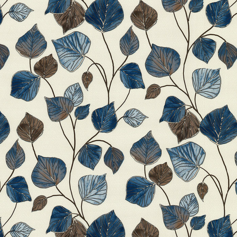 OCEAN PRINT POLYESTER ABSTRACT FLOWER BLUE  MAIN CURTAIN FABRIC