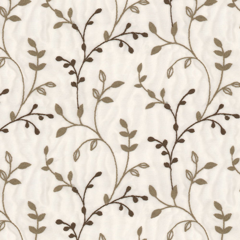 MORRIS POLYESTER EMBROIDERY COTTON LEAF ALOWER SHEER CURTAIN  FABRIC