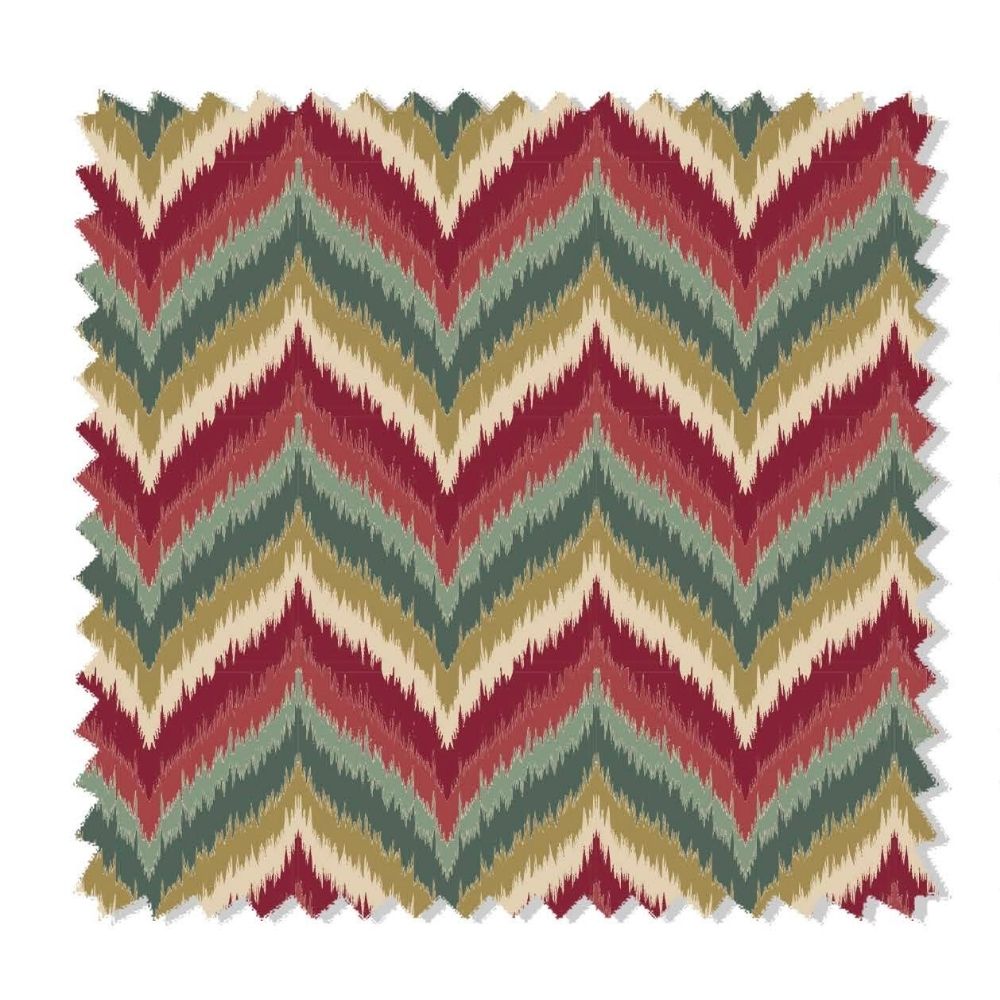 DURBAR VELVETS UPHOLSTERY POLYESTER  ZIGZAG RED FABRICS 933