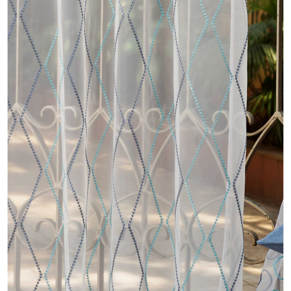 EMBROIDERY MAJESTIC GEOMETRIC POLYESTER  SHEER CURTAIN  FABRICS B