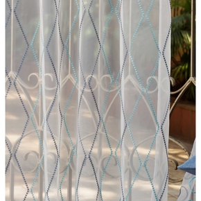 EMBROIDERY MAJESTIC GEOMETRIC POLYESTER  SHEER CURTAIN  FABRICS A