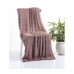 Criss Cross Knitted AC Throw Blanket pewter 100% cotton