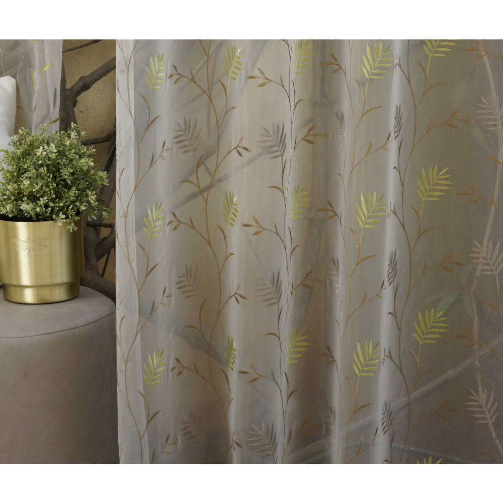 EMBROIDERY MAJESTIC Big leaf allover POLYESTER  SHEER CURTAIN  FABRICS  B