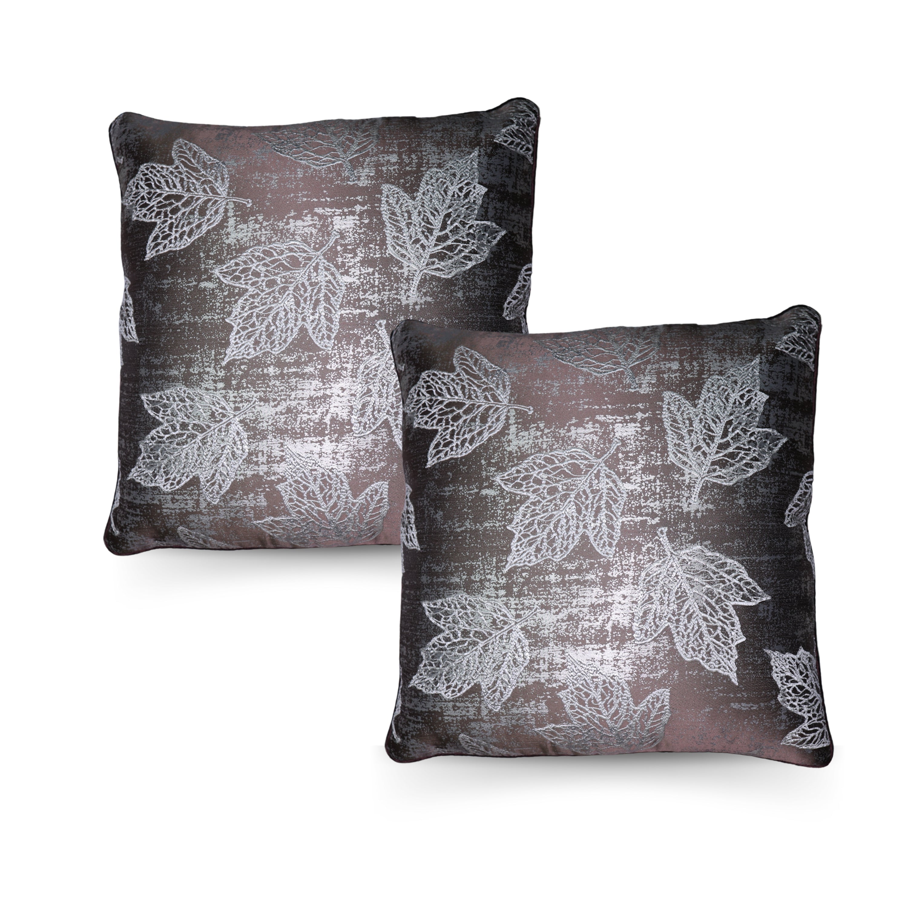 POLI SILK LEAF EMBROIDED CUSHION COVER