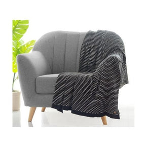 Tiny check Throw Knitted AC Throw Blanket pewter 100% cotton