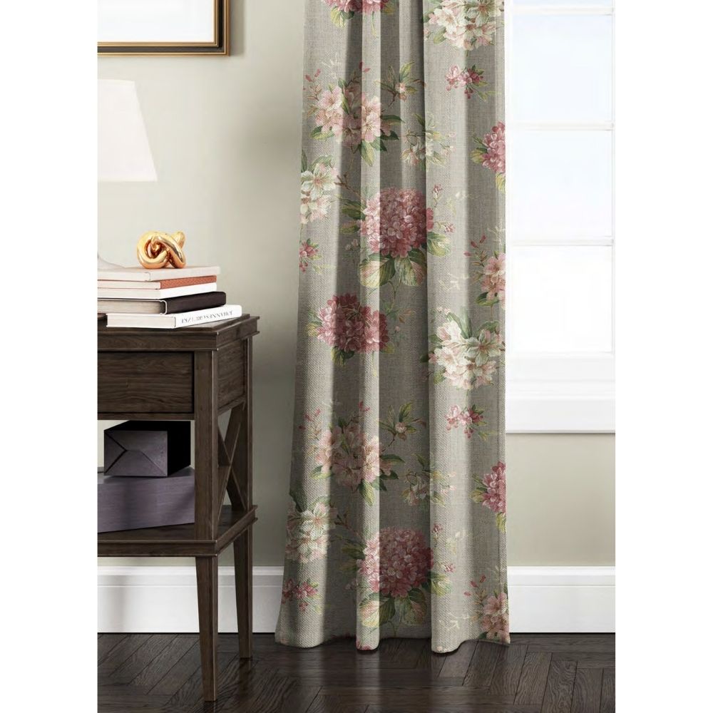 INDIAN  SUMMER CANDY FLOWER BASE GRAY CURTAIN FABRICS 133