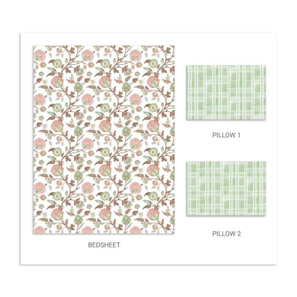 F BLOCK JADE PRINT  COTTON FLORAL  BEDSHEET