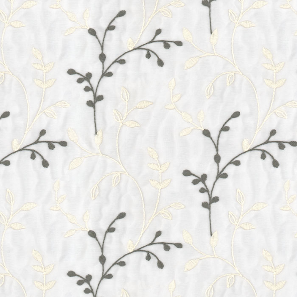 MORRIS POLYESTER EMBROIDERY COTTON LEAF ALOWER SHEER CURTAIN  FABRIC