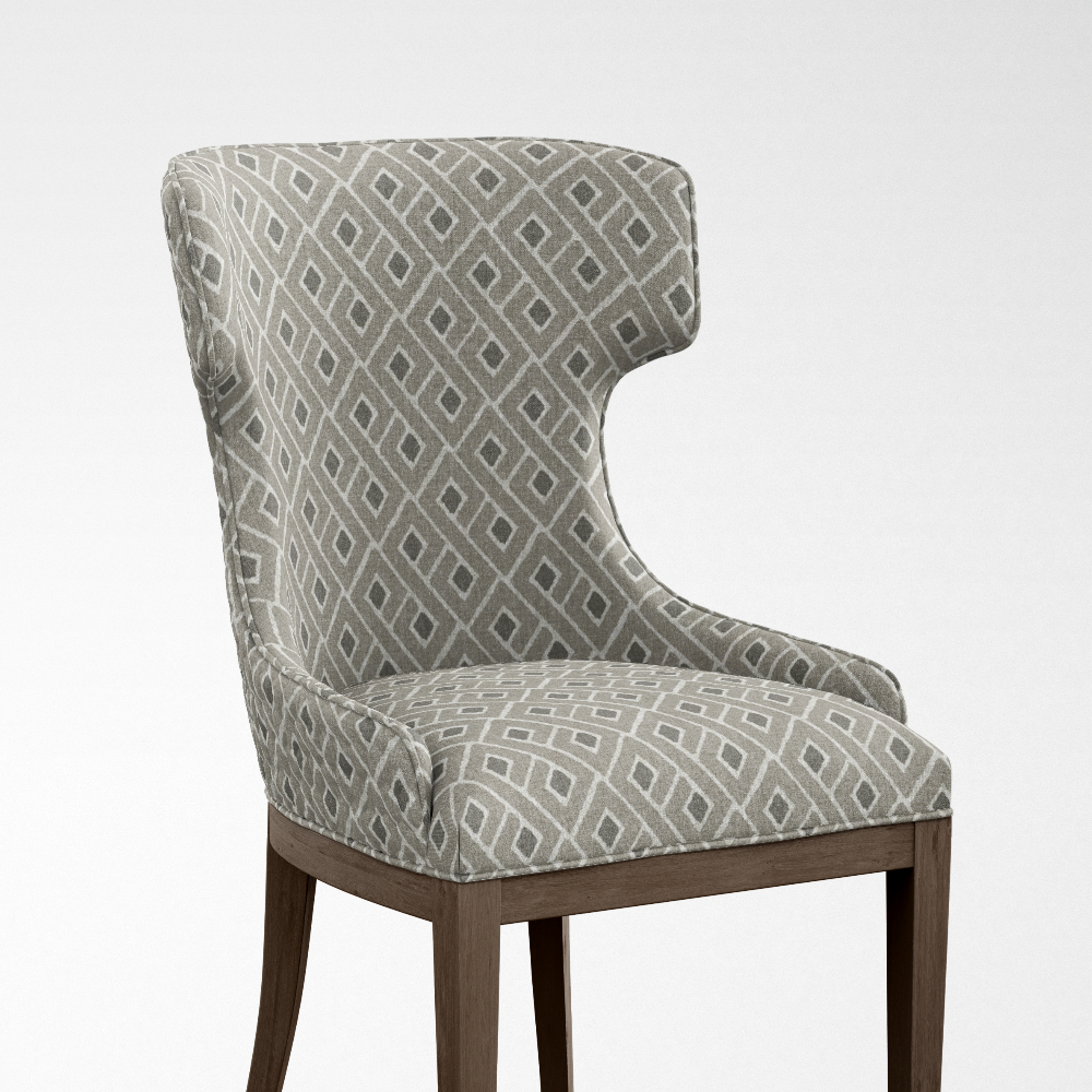 GEOMETRIC FINEPRINT POLYESTERY BASE OFF WHITE GRAY UPHOLSTERY FABRICS