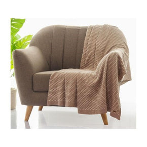 Tiny check Throw Knitted AC Throw Blanket stone natural 100% cotton