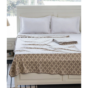 Rhombus Single Bed Ac Blanket / Dohar (Set Of 2 Pcs) Pale Wisheper & Natural