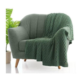 Kelly Knit Knitted AC Throw Blanket Bermuda Green 100% cotton