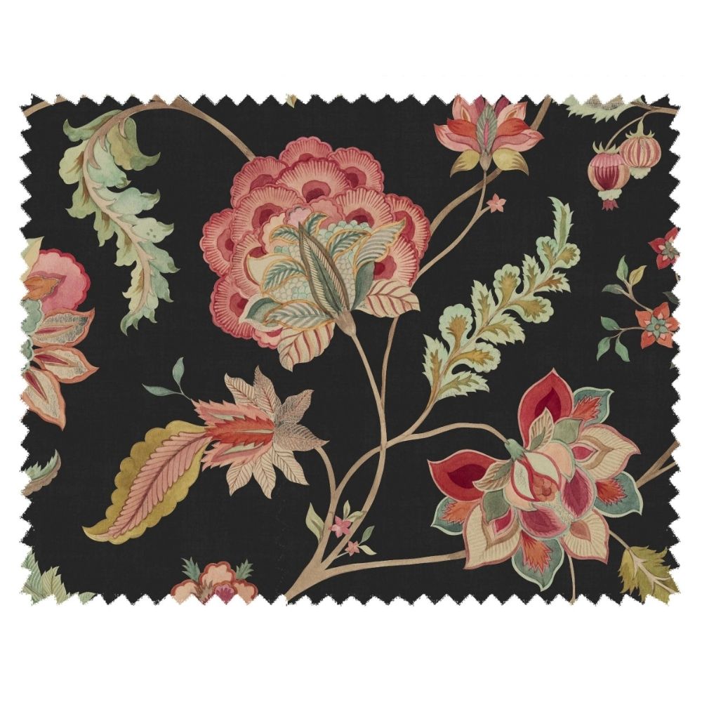 DURBAR BLACK BASE FLOWER VELVETS UPHOLSTERY FABRICS 913
