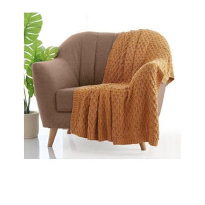 Kelly Knit Knitted AC Throw Blanket mustard 100% cotton