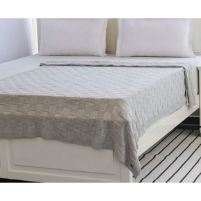 Square Check Single bed AC blanket & Dohar Vanilla Grey Melange