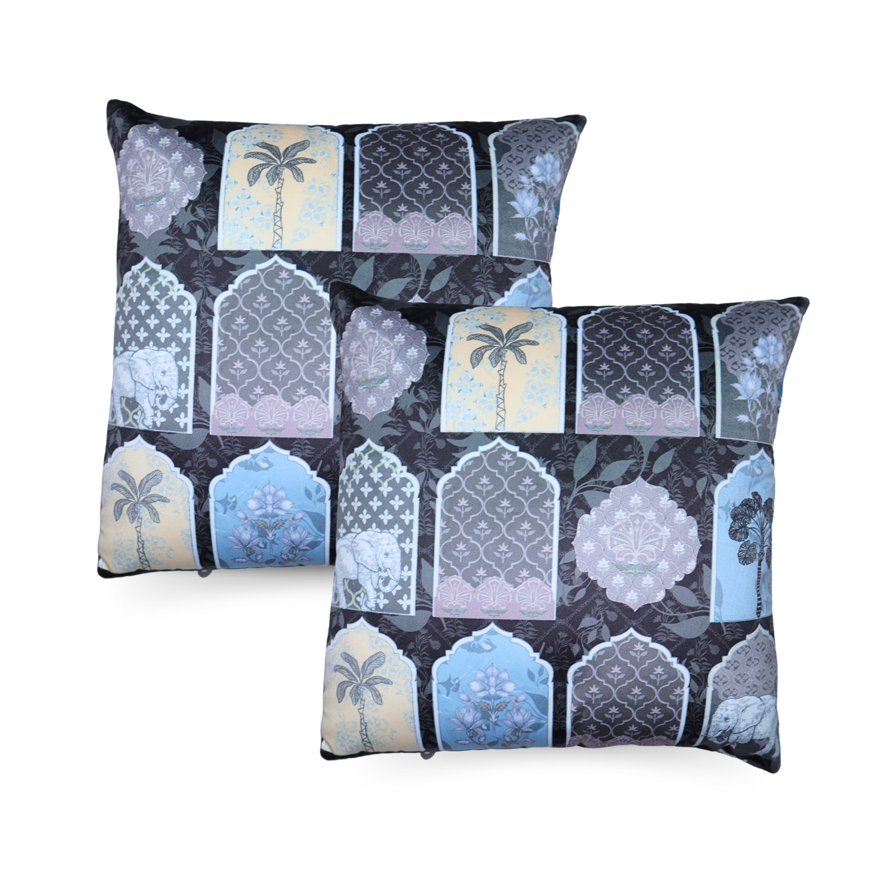 VELVET FINISH FABRIC WITH PRINT CUSHION COVER