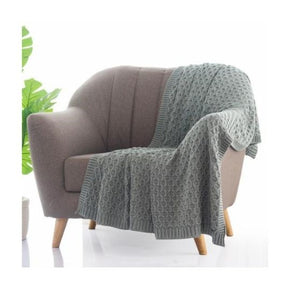 Kelly Knit Knitted AC Throw Blanket medium geometric gray 100% cottonn