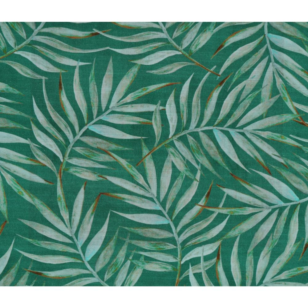 GOA JADE GREEN LEAVES MAHARAJA PT PRINTED CURTAIN CUSHION COVER FABRICS