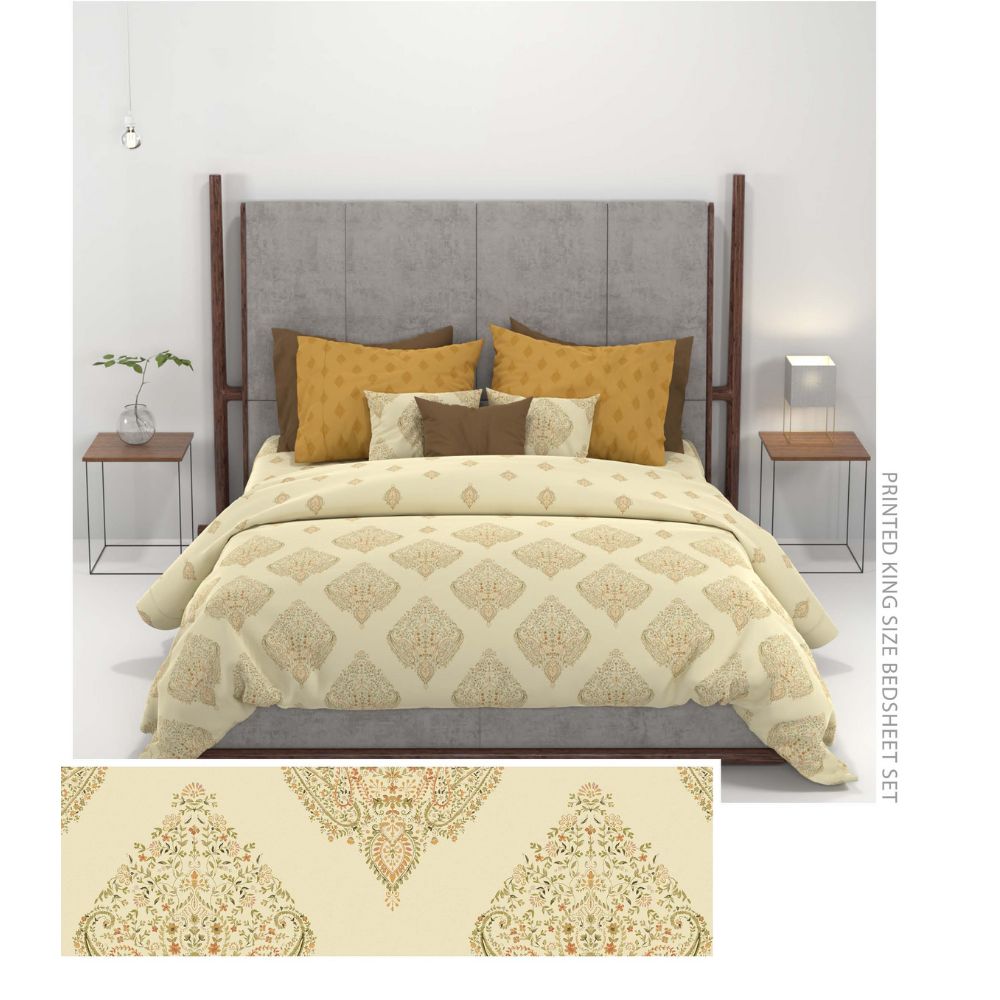 CARNIVAL GOLD AMBI OLIVE KING SIZE BED SHEET