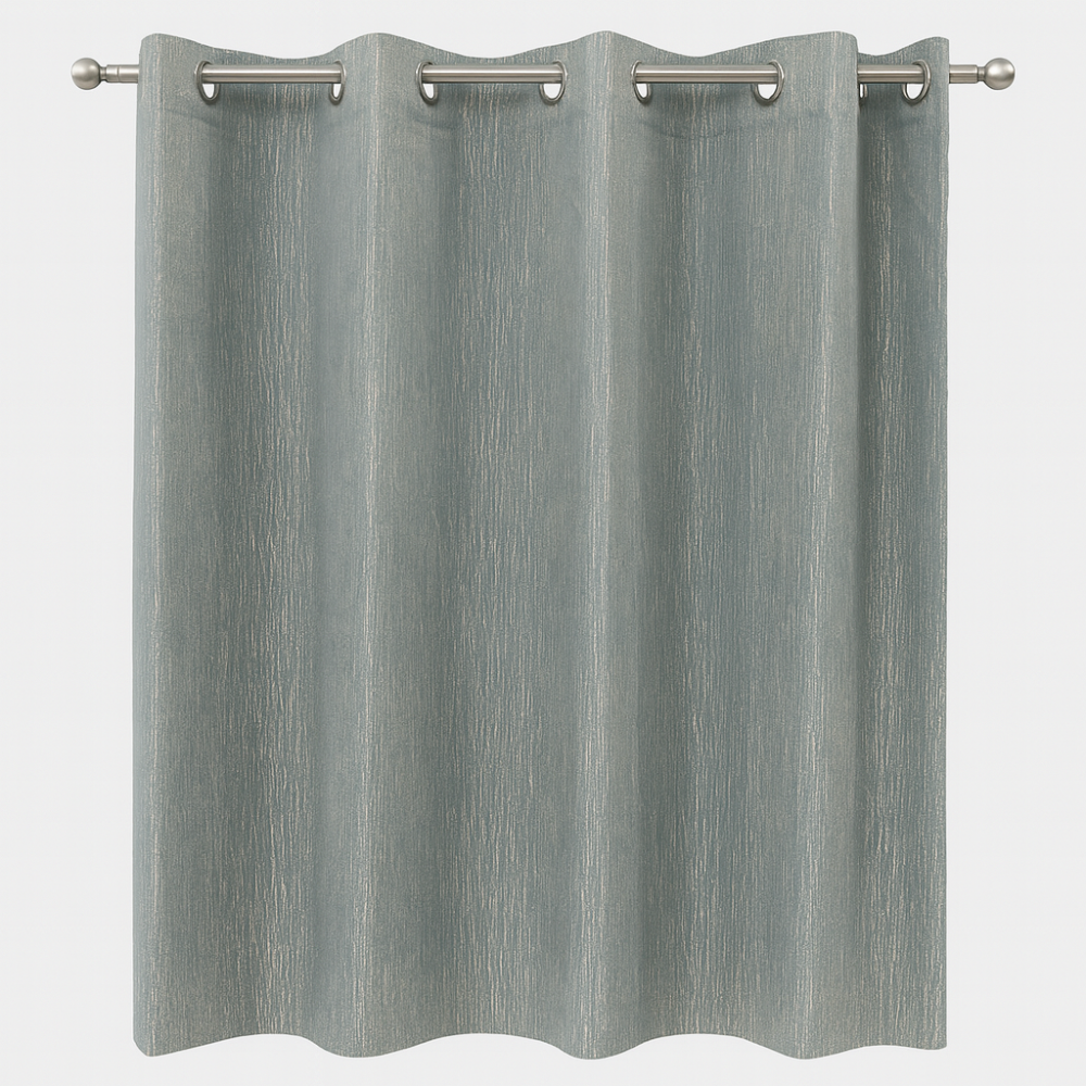 Premium Ready Curtain – Metallic Sheen Texture silver Mist Design