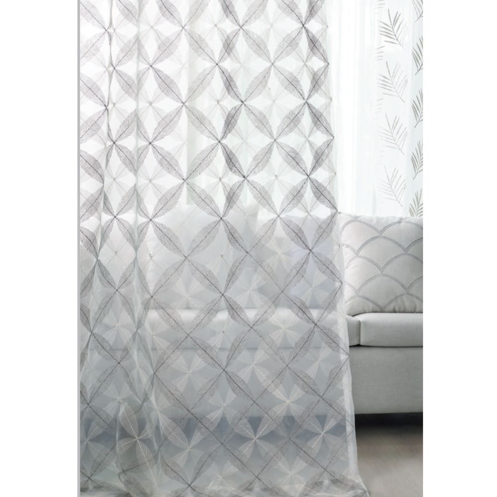 EVA EMBROIDERY GEOMETRIC  SHEER CURTAIN  FABRICS 801