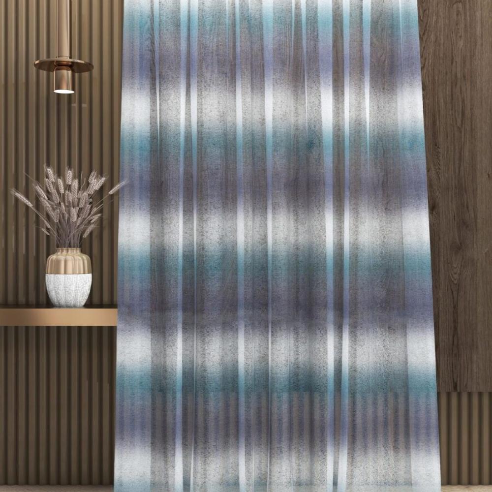 DEDAR SHEER CURTAIN  FABRIC POLYESTER BLUE  ZIGZAG