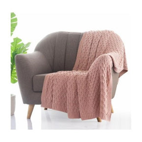 Kelly Knit Knitted AC Throw Blanket pale pink 100% cotton