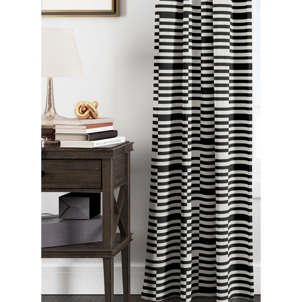 THE BLACK CONCEPT II  ZIGZAG BLACK WHITE  CURTAIN FABRICS