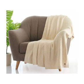 Transfer Knit Knitted AC Throw Blanket natural 100% cotton