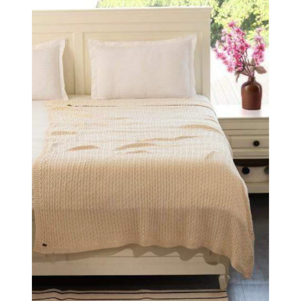 Cable Knit Single bed AC blanket & Dohar Natural