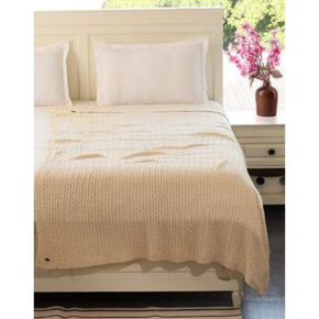 Cable Knit Single bed AC blanket & Dohar Natural