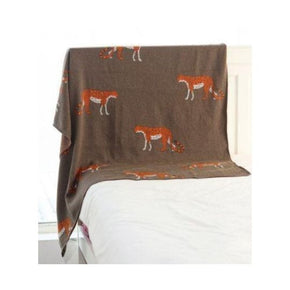 Leopard Knitted AC Throw Blanket 100% cotton Light Grey Melange, Dark Dark Brown Melange, Orange, Natural and Nougat