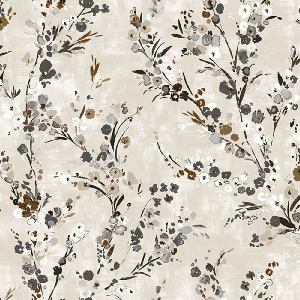EXPRESSION PRINT BIG LEAF BROWN MAIN CURTAIN  FABRIC