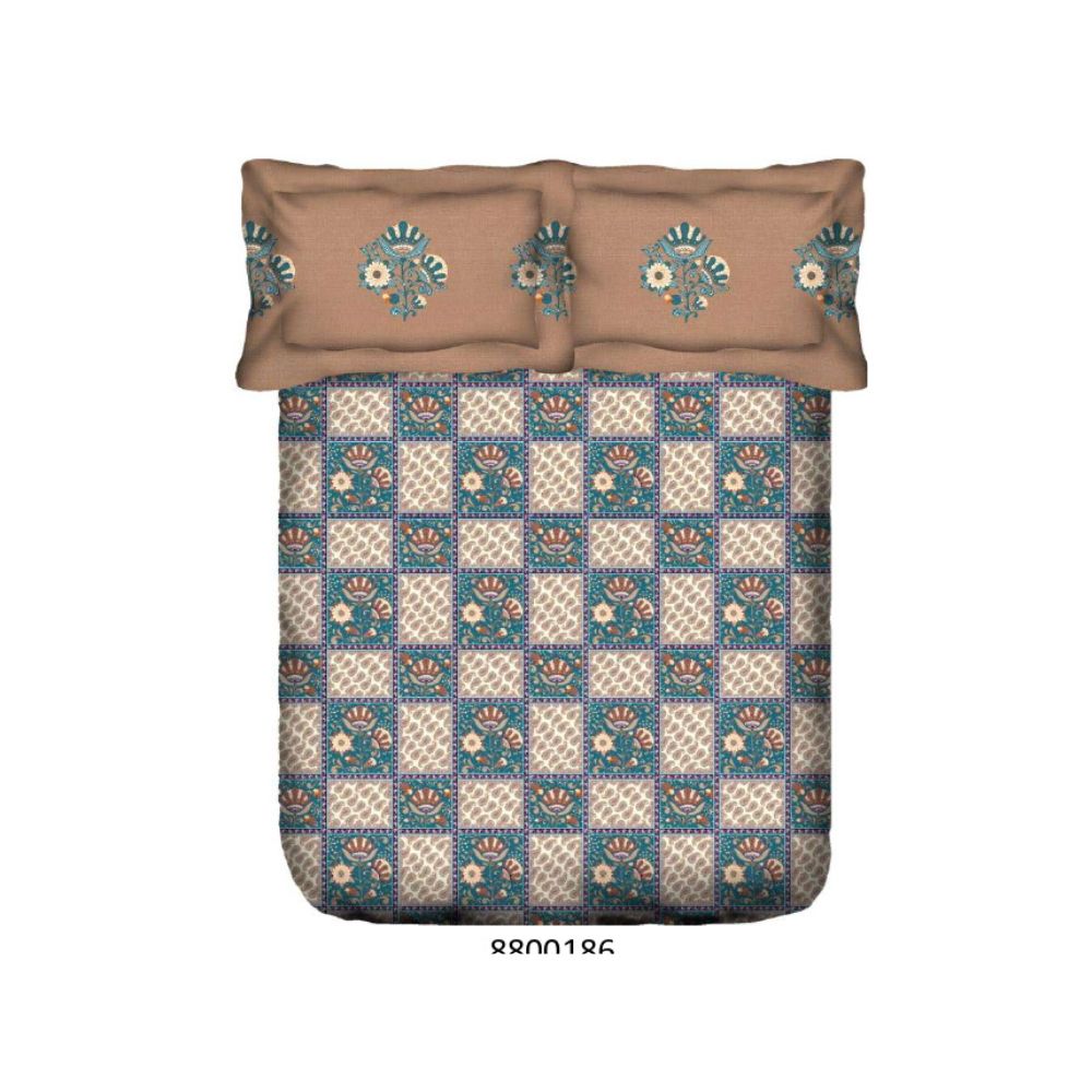STELLAR PRINTED GEOMETRIC  SUPER SOFT COTTON BROWN BEDSHEET