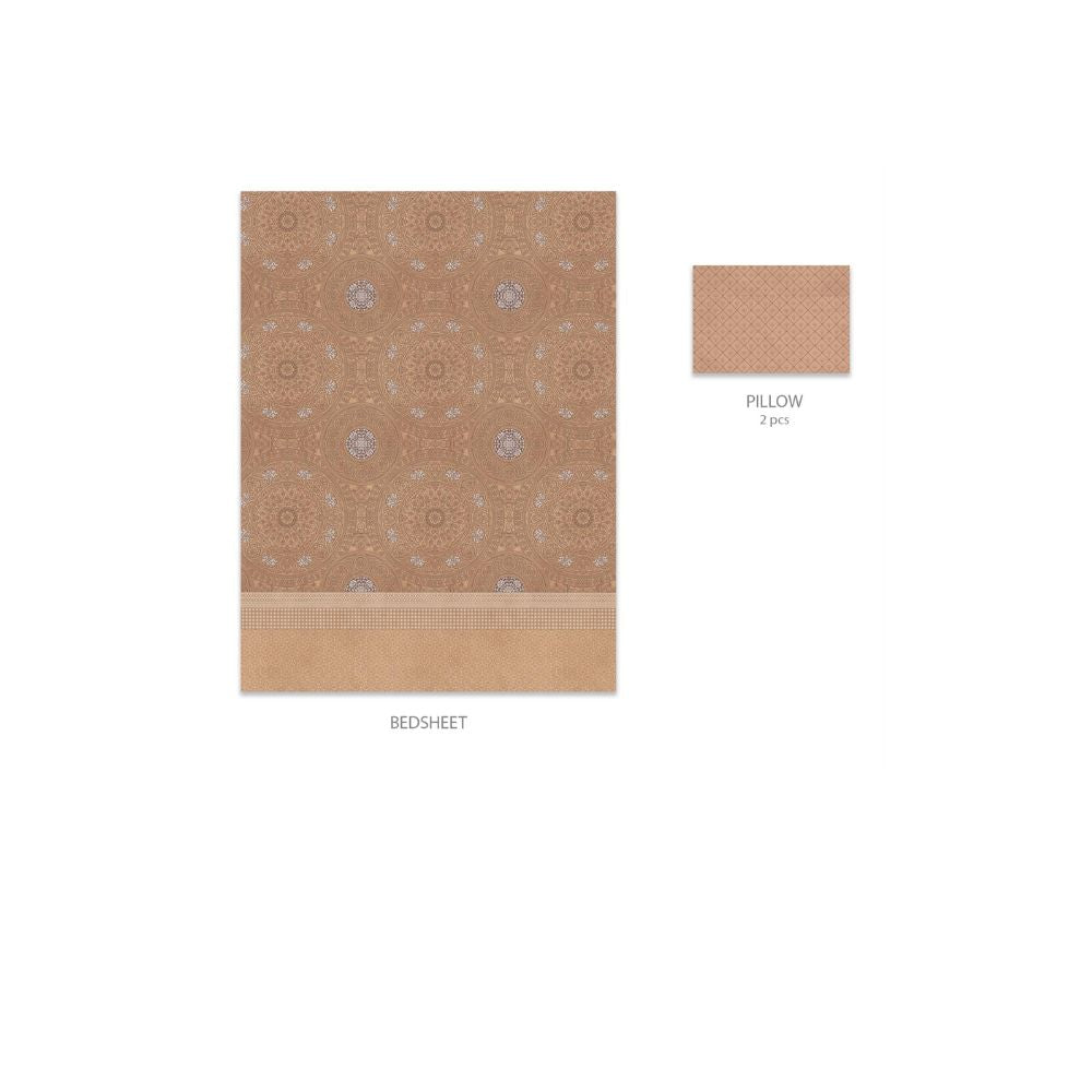 SANSKRITI LIPAN ART CHESNUT  COTTON BEIGE KING SIZE  BED SHEET