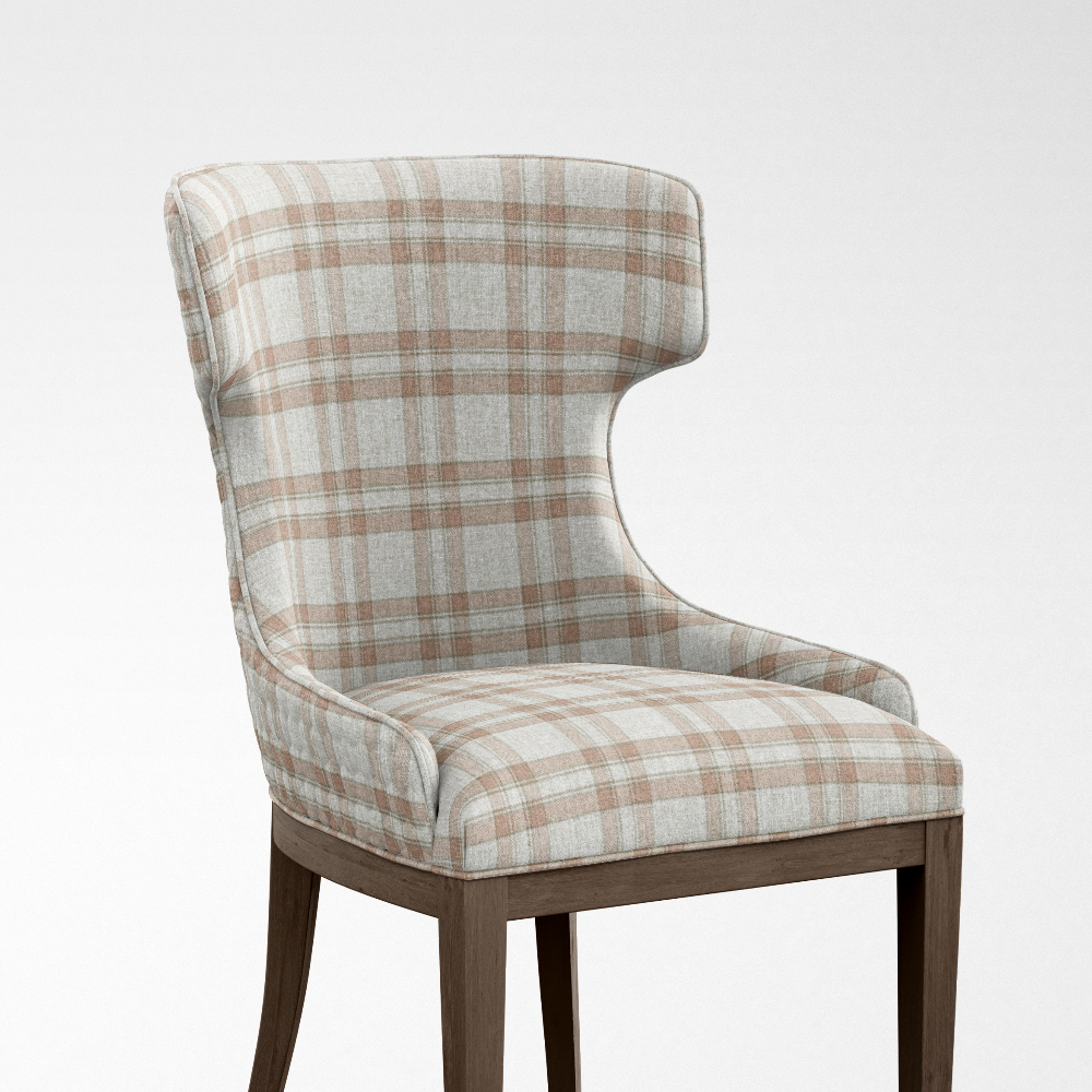 Geometric Fineprint CHECK WHITE BROWN   UPHOLSTERY  FABRICS