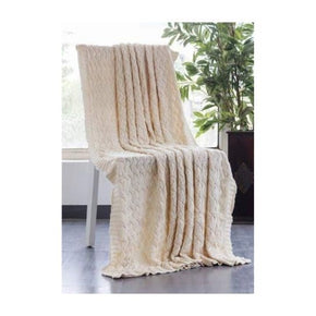 Criss Cross Knitted AC Throw Blanket 100% cotton natural