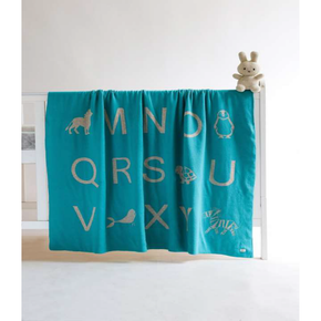Alphabets BABY BLANKET Tiffany Blue/Lt Beige Mel