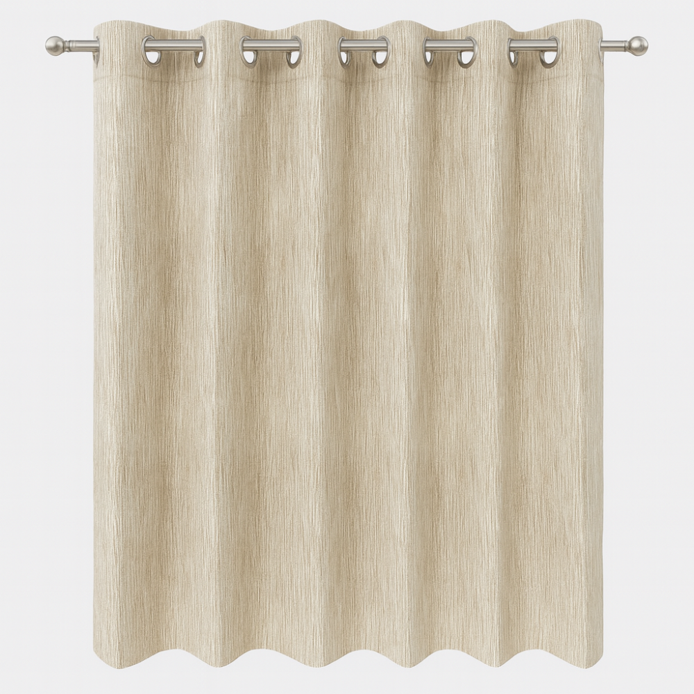 Premium Ready Curtain – Metallic Sheen Texture Beige Mist Design