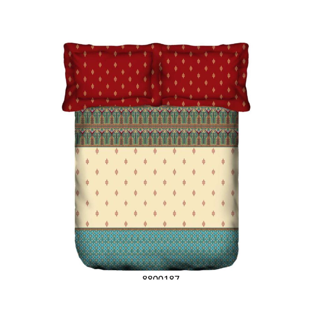 STELLAR  SUPER SOFT  COTTON PRINTED RED  DOUBLE   BEDSHEET